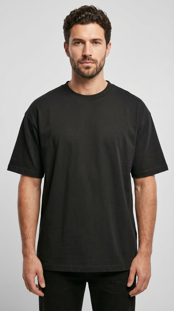Men's Heavyweight Solid Crewneck T-Shirt - 320g Thick Premium Cotton Tee