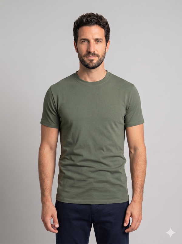 Men's Magnetic Snap Henley T-Shirt — Solid Color Casual Short Sleeve Tee