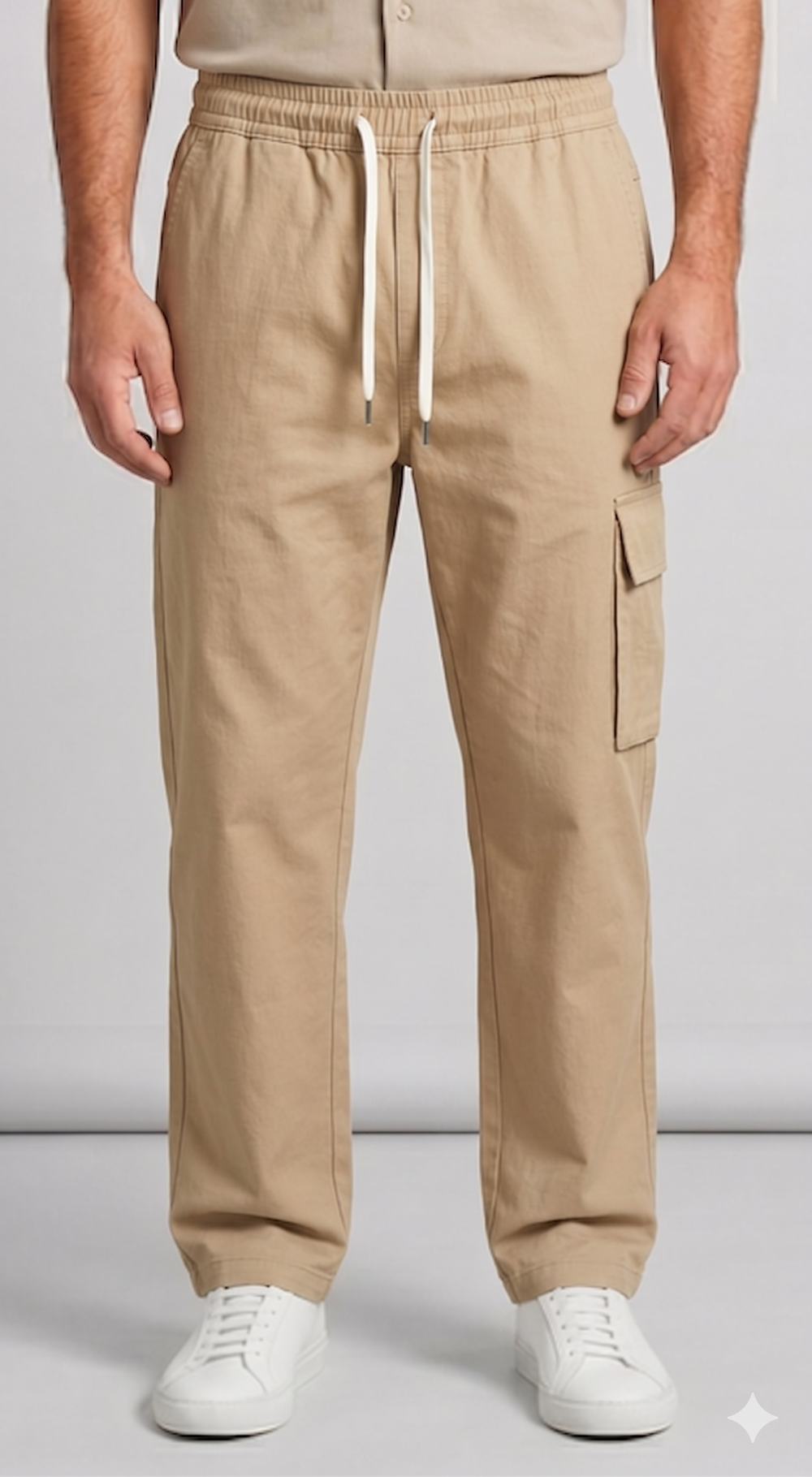 Men's Drawstring Cargo Pants — Loose Straight Outdoor Hiking Trousers