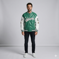 Men's PU Leather Varsity Jacket - Cotton Padded Baseball Coat