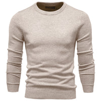 Men's Thick Knit Crewneck Sweater - Slim Fit Pullover - full body