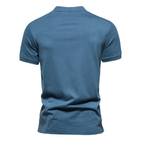 Men's Cotton V-Neck Zip Polo Shirt - Short Sleeve - front view