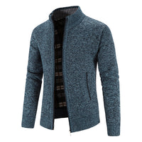 Men's Velvet-Lined Zip Cardigan - Stand Collar Knit Jacket - view 11