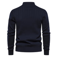 Men's Stand Collar Half Zip Knit Sweater - Solid Pullover - side view