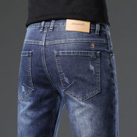 Men's Slim Straight Stretch Jeans - Thick Comfortable Denim - view 15