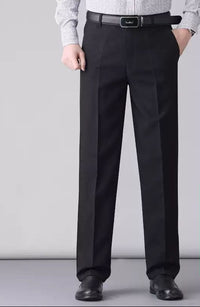 Men's High Waist Straight Leg Dress Pants - Classic Business Trousers - front view