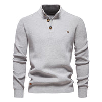 Men's Stand Collar Business Sweater - Solid Knit Pullover - full body
