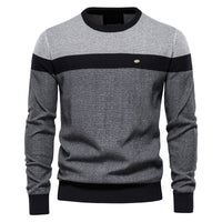 Men's British Stripe Crewneck Sweater - Classic Knit Pullover - back view