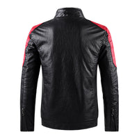 Men's PU Leather Biker Jacket - Stand Collar Motorcycle Coat - side view