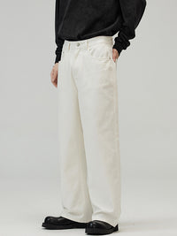 Men's Solid Color Wide Leg Straight Jeans