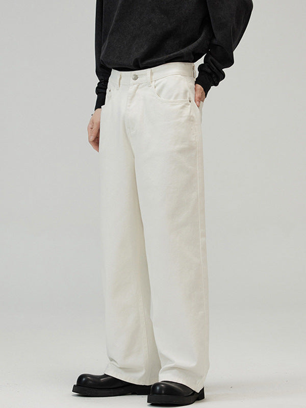 Men's Solid Color Wide Leg Straight Jeans