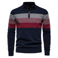 Men's Striped Half Zip Pullover - Knit Sweater Top - styled