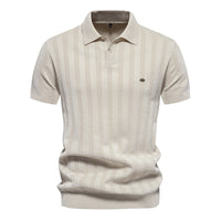 Men's Knit Polo Shirt - Short Sleeve Collared Top - fabric detail