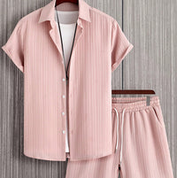 Men's Striped Beach Shirt & Shorts Set — Casual Summer Two-Piece Outfit