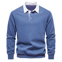 Men's Polo Collar Sweatshirt - Long Sleeve Casual Pullover - view 15