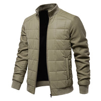 Men's Color Block Stand Collar Jacket - American Style Casual Coat - styled