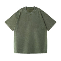 Men's Acid Wash Distressed T-Shirt - Heavyweight Oversized Vintage Cotton Tee - model wearing
