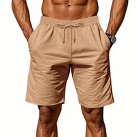 Men's Cotton Linen Beach Shorts — Breathable Casual Cropped Pants