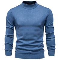 Men's Thick Mock Neck Sweater - Slim Fit Warm Knit Pullover - styled