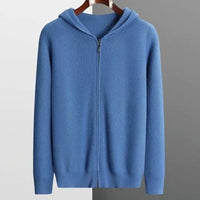 Men's Hooded Zip Knit Cardigan - Solid Color Sweater Hoodie - back view