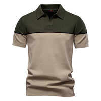 Men's Color Block Knit Polo - Short Sleeve Casual Collar Top - styled