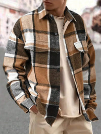 Men's Classic Plaid Flannel Shirt - Vintage Brushed Long Sleeve - fabric detail