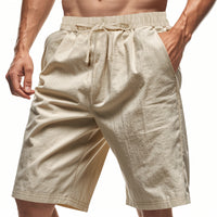 Men's Cotton Linen Beach Shorts — Breathable Casual Cropped Pants
