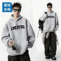 Men's Oversized Hooded Sweatshirt - Heavy Cotton Street Style Top - back view