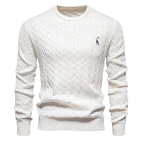 Men's Embroidered Deer Pullover Sweater - Soft Knit Crewneck - full body