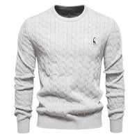 Men's Deer Embroidered Crewneck Sweater - Premium Knit Pullover - view 11