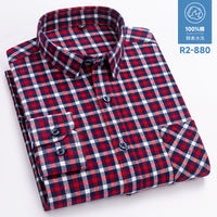 Men's Brushed Cotton Plaid Shirt - Long Sleeve Button Down - view 40