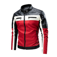 Men's PU Leather Biker Jacket - Stand Collar Motorcycle Coat - view 15