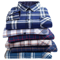 Men's Brushed Cotton Plaid Shirt - Long Sleeve Button Down - fabric detail