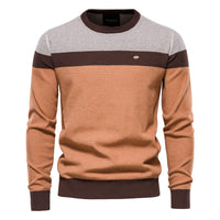 Men's British Stripe Crewneck Sweater - Classic Knit Pullover - side view
