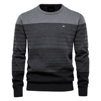 Men's Vintage Striped Crewneck Sweater - Slim Fit Knit - front view