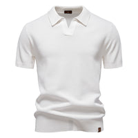 Men's Textured Knit Polo Shirt - Business Casual Short Sleeve - fabric detail