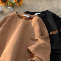 Men's Suede Heavyweight Crewneck Tee - Vintage Summer Top