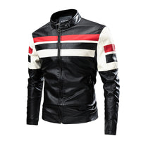 Men's PU Leather Biker Jacket - Stand Collar Motorcycle Coat - view 12