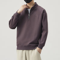 Men's Trendy Half Zip Sweatshirt - College Style Stand Collar - front view