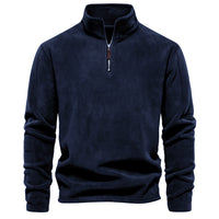Men's Fleece Stand Collar Sweatshirt - Half Zip Pullover Top - view 12