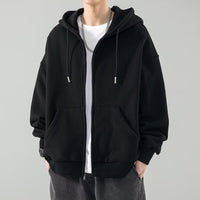 Men's Casual Zip Cardigan Jacket - Plus Size Solid Color - fabric detail