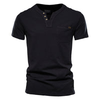 Men's Japanese Style Pocket T-Shirt - Cotton Short Sleeve Tee - full body