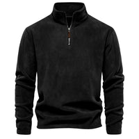 Men's Fleece Stand Collar Sweatshirt - Half Zip Pullover Top - view 11