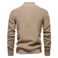 Men's Stand Collar Business Sweater - Solid Knit Pullover - detail