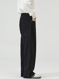 Men's Solid Color Wide Leg Straight Jeans - back view