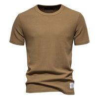 Men's Waffle Knit T-Shirt - Crewneck Base Layer Top - fabric detail