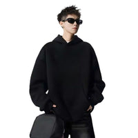 Men's Oversized Hooded Sweatshirt - Heavy Cotton Street Style Top - close up