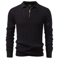 Men's Lightweight Half Zip Sweater - Thin Knit Business Pullover - close up