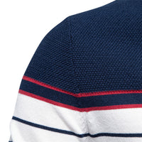 Men's Color Block Striped Sweater - Crewneck Long Sleeve - side view