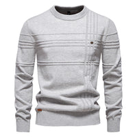 Men's Premium Crewneck Pullover - Solid Knit Sweater - fabric detail